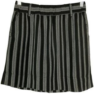 LOFT Black White Striped Linen Mini Skirt XS Pockets
